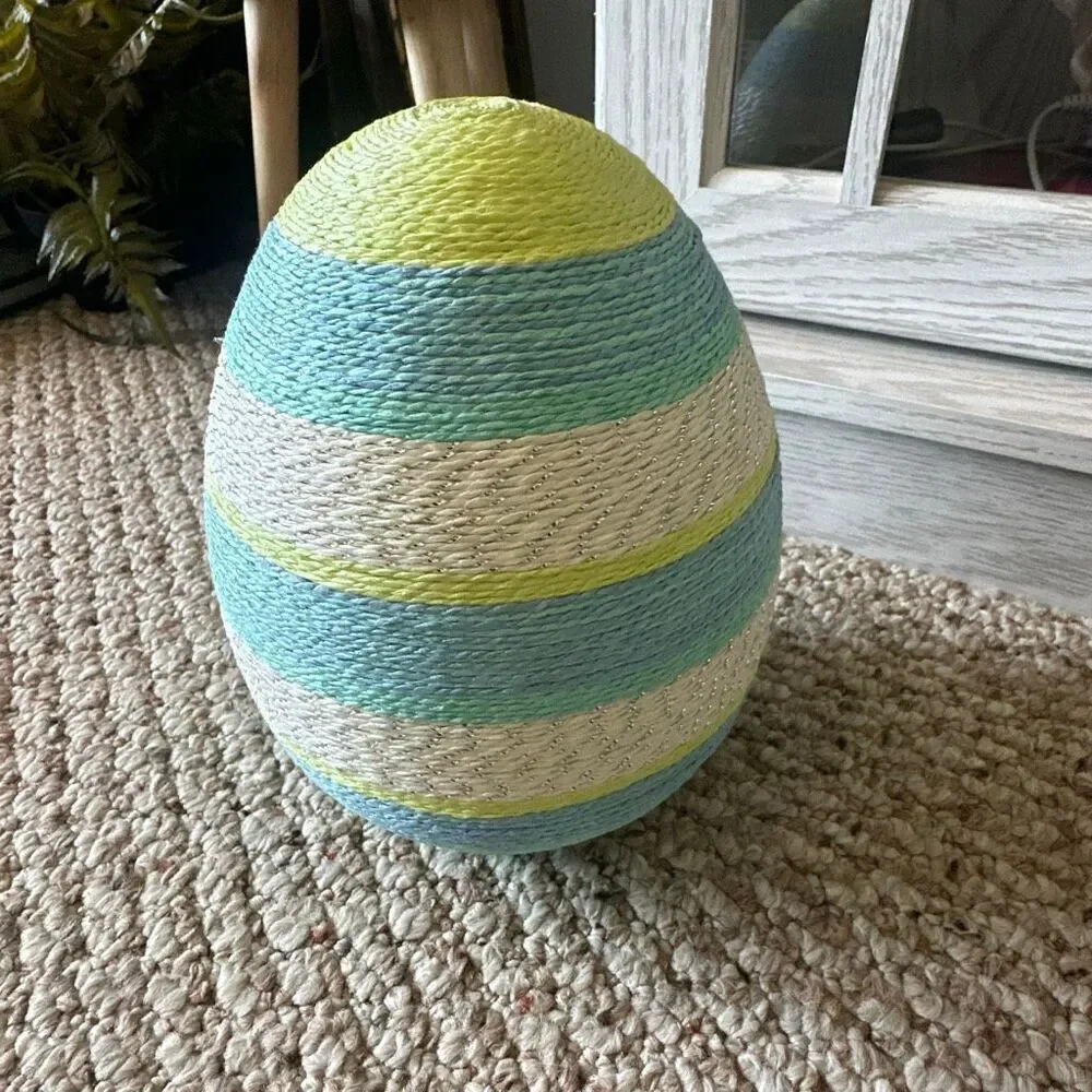 9.5” green & blue striped Easter egg